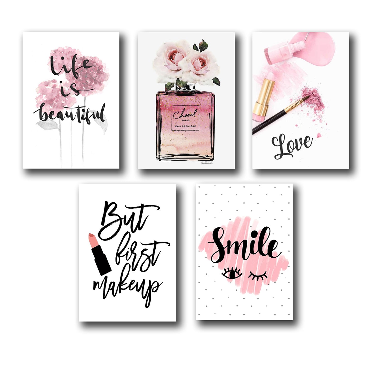 Set of 5 Makeup-Themed Wall Art Frames
