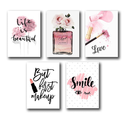 Set of 5 Makeup-Themed Wall Art Frames