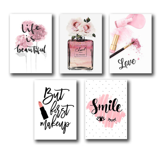 Set of 5 Makeup-Themed Wall Art Frames